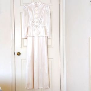 Vintage Asian Style Floor-Length Satin gown dress with full lining.